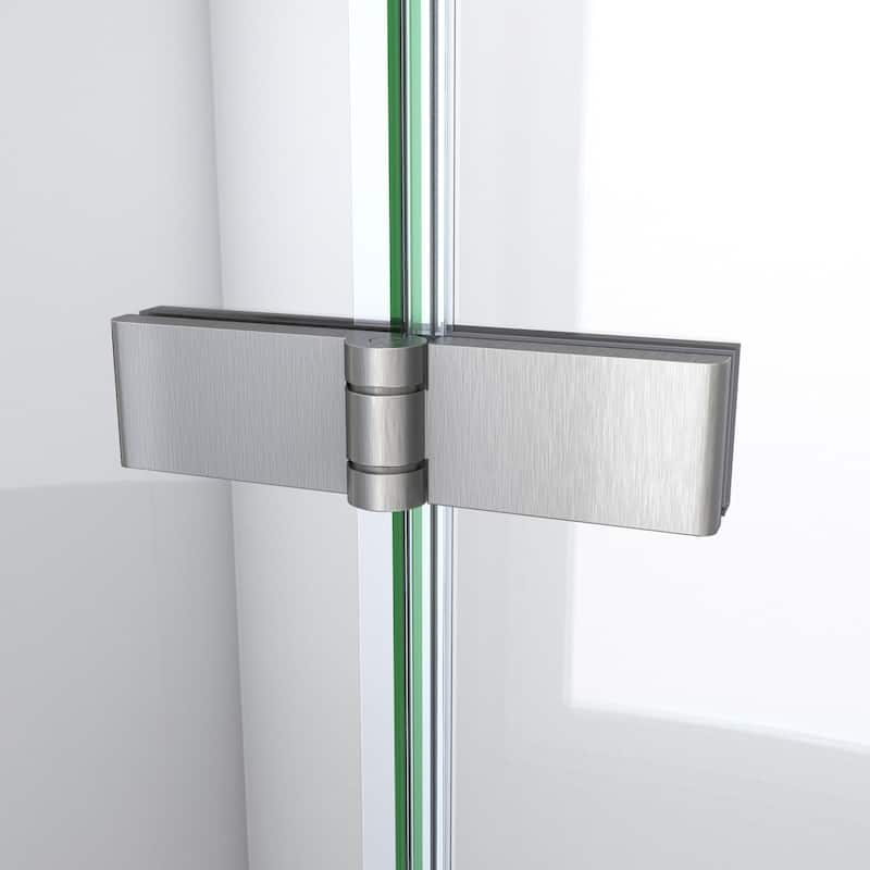 DreamLine Aqua-Q Fold 36 in. W x 58 in. H Frameless Bi-Fold Tub Door in Brushed Nickel