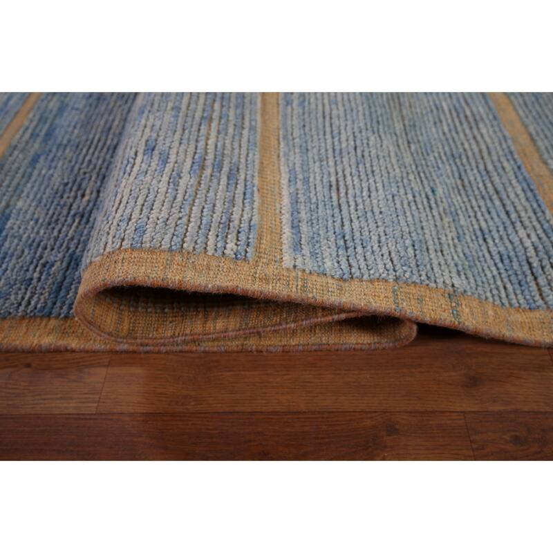 Blue Moroccan Large Oriental Area Rug Hand-Knotted Wool Carpet - 10'1" x 14'7"