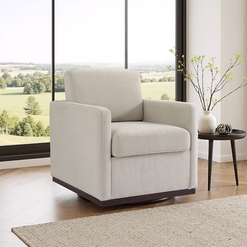 Chenille Leather Modern Swivel Accent Chair