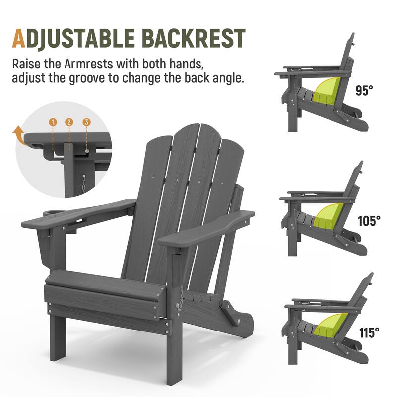 HDPE Plastic Outdoor/Indoor Adjustable Folding Adirondack Chair