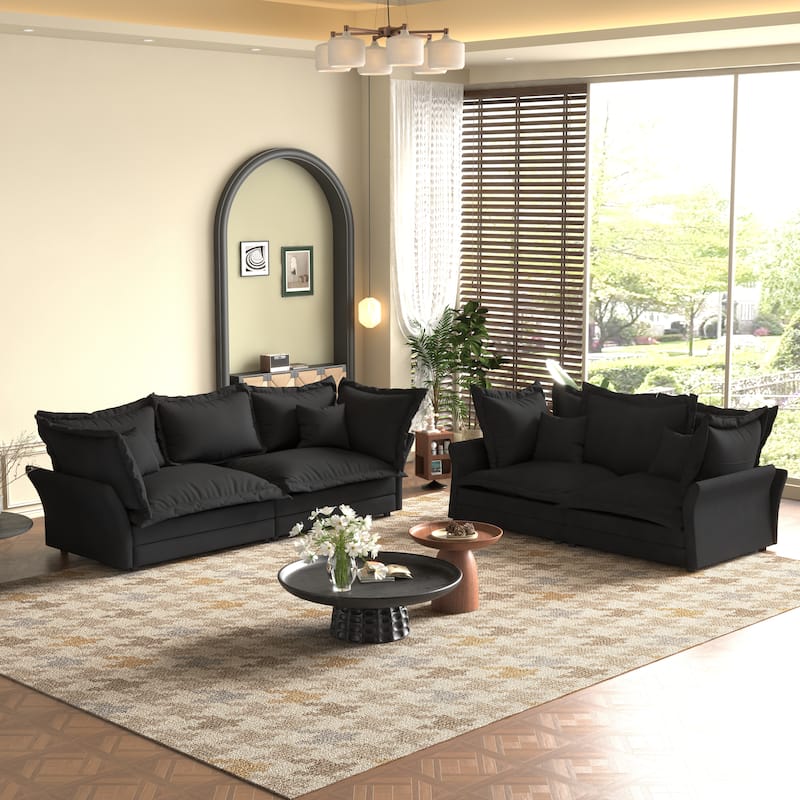 90.55" Modern Deep Seat Sofa Couches with Multiple Large Soft Pillows