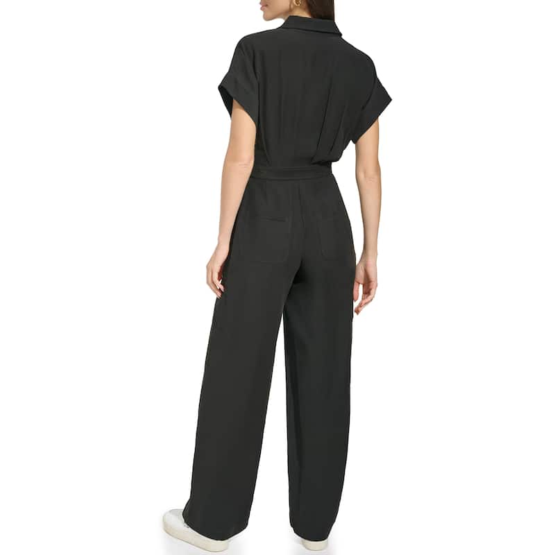 DKNY Zip-Front Twill Jumpsuit
