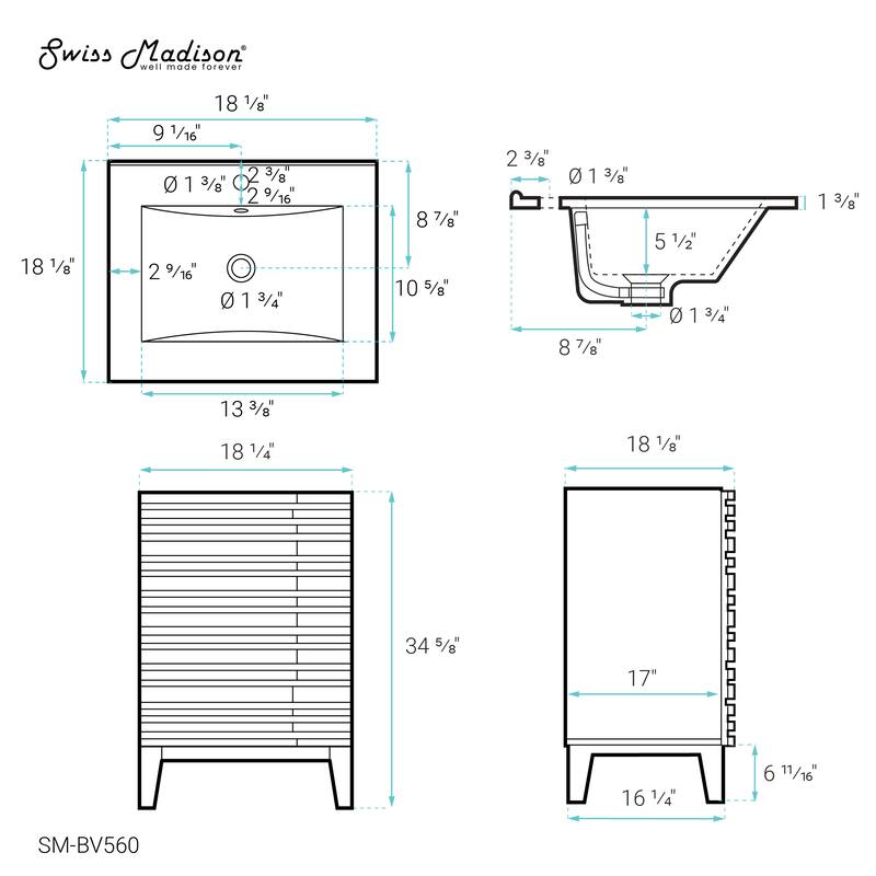 Cascade 18" Bathroom Vanity In Natural Oak