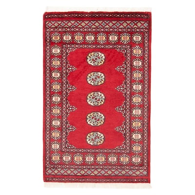 ECARPETGALLERY Hand-knotted Finest Peshawar Bokhara Red Wool Rug - 2'8 x 4'2