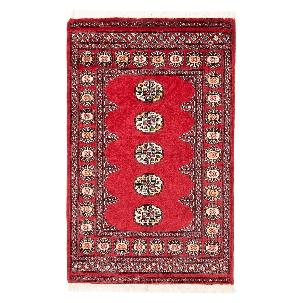 ECARPETGALLERY Hand-knotted Finest Peshawar Bokhara Red Wool Rug - 2'8 x 4'2