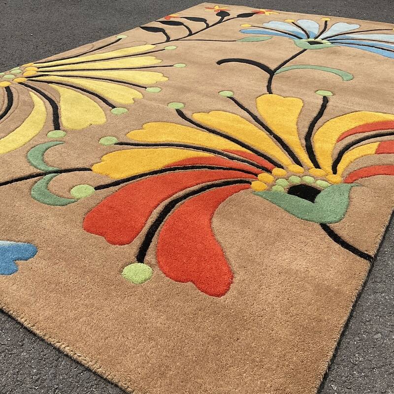 HERAT ORIENTAL Handmade Tibetan Geometric Floral Wool Rug