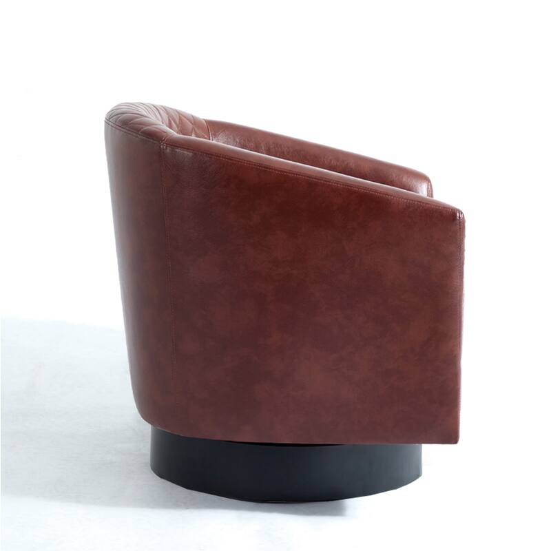 Modern Armchair Faux Leather Nailhead Trim Swivel Accent Chair