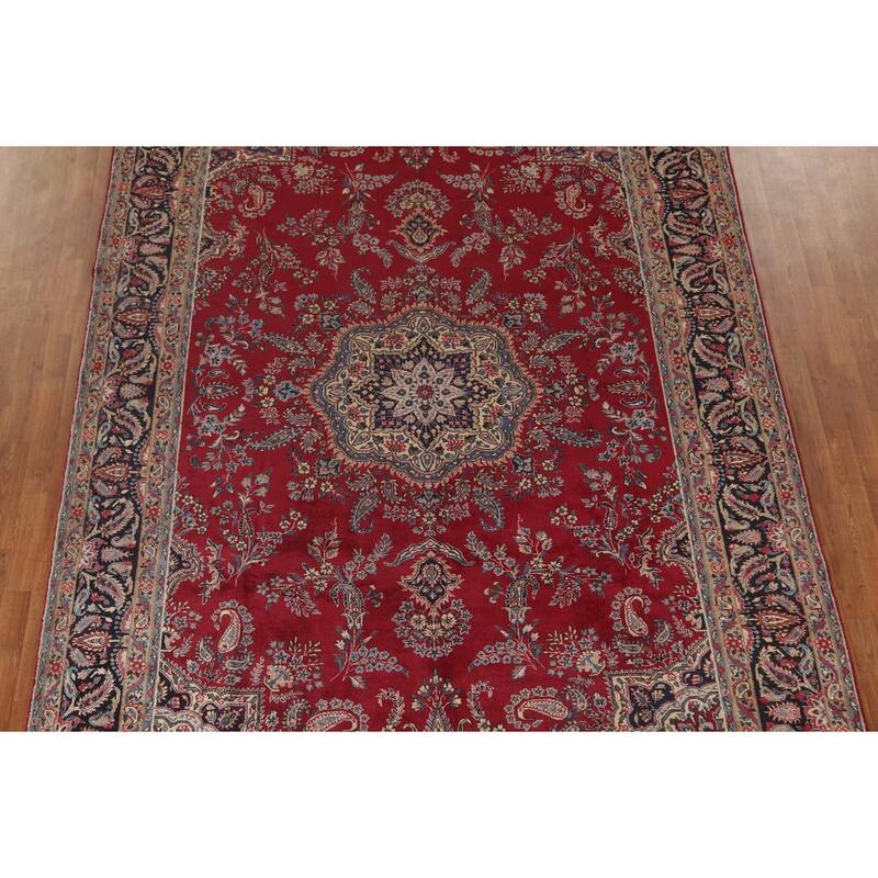 Vegetable Dye Yazd Persian Antique Area Rug Handmade Wool Carpet - 7'10"x 11'10"