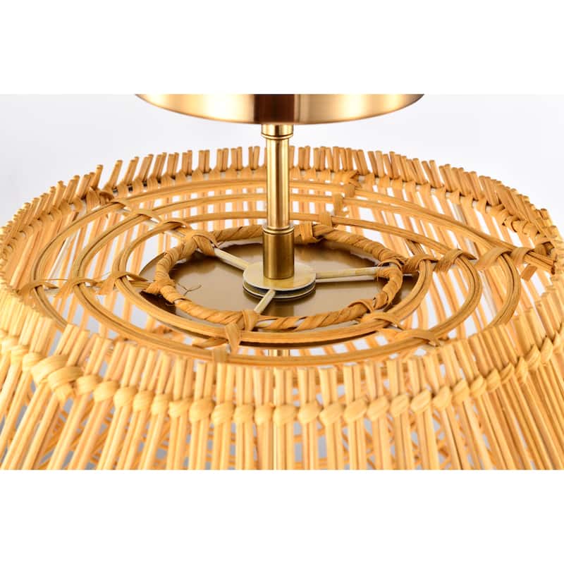 Lucilla 15 Inch Natural Rattan Semi Flush Mount 3-Light