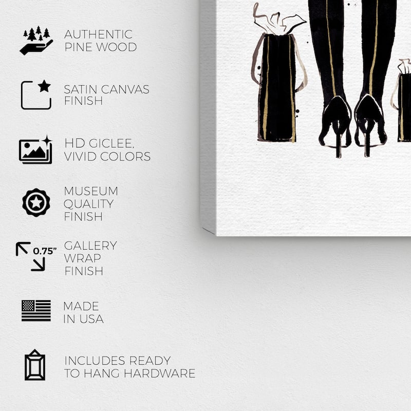 Wynwood Studio Canvas Fashion and Glam Her Best Friend Black and Metallic Gold Glam Wall Art Canvas Print