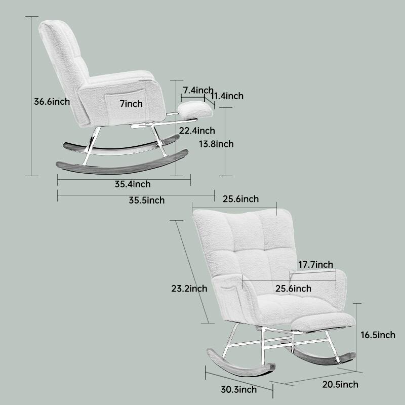 Modern Nursery Rocking Chair, Upholstered Glider Chair with High Backrest