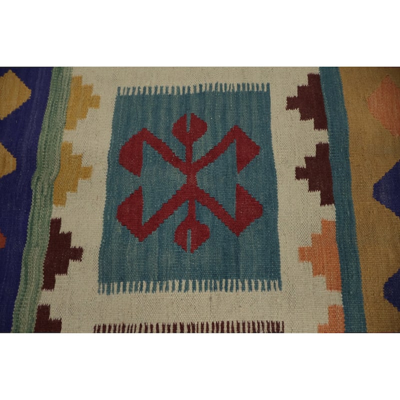Hand Woven Oriental 100% Wool Carpet Southwestern Tribal Multi-Colored Kilim Area Rug - 12' 0'' X 8' 8''