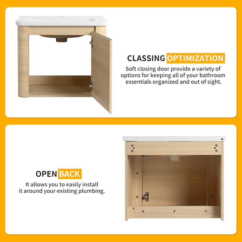 Beingnext 24''/28''/36''/40''/60''/68'' Floating Bathroom Vanity with Sink, Wall Mounted Bathroom Vanity with Soft Close Door