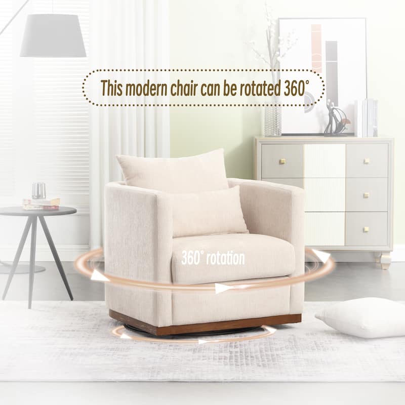 Modern 31.5" Chenille Upholstered 360° Swivel Accent Chair with Sturdy Hardwood Frame for Living Room