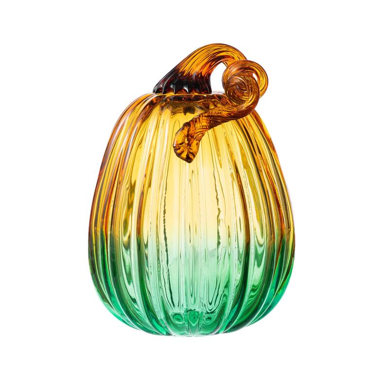 Glitzhome Fall Harvest Handblown Glass Pumpkins Set Thanksgiving Table Centerpieces