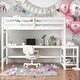 preview thumbnail 10 of 16, Modern Full Size Loft Bed With Built-in Desk and Ladder Platform and Ladders for Bedroom White