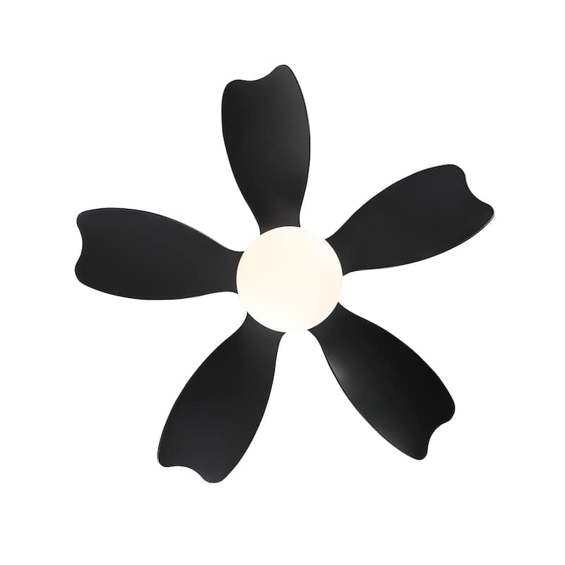 30" Modern White/Black Kid's Timing Ceiling Fan with Dimmable LED and Remote for Small Children Room
