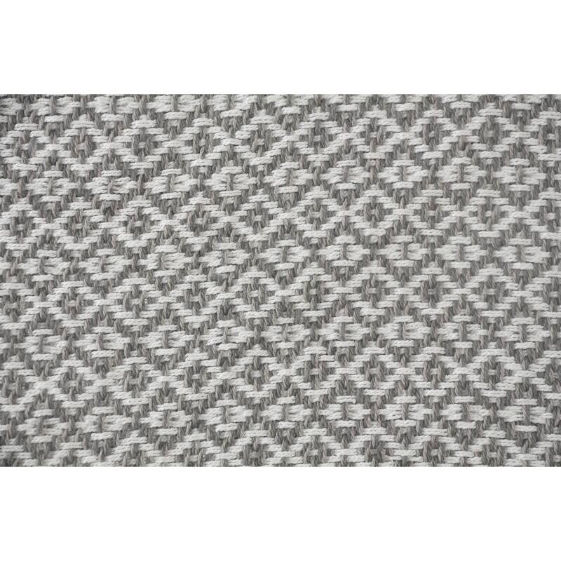 Sevita Gray and Ivory Diamonds Fringe Standard Size Throw Blanket