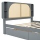 preview thumbnail 19 of 28, Wood Queen Size Platform Bed with Drawers, Trundle and Rattan Storage Headboard