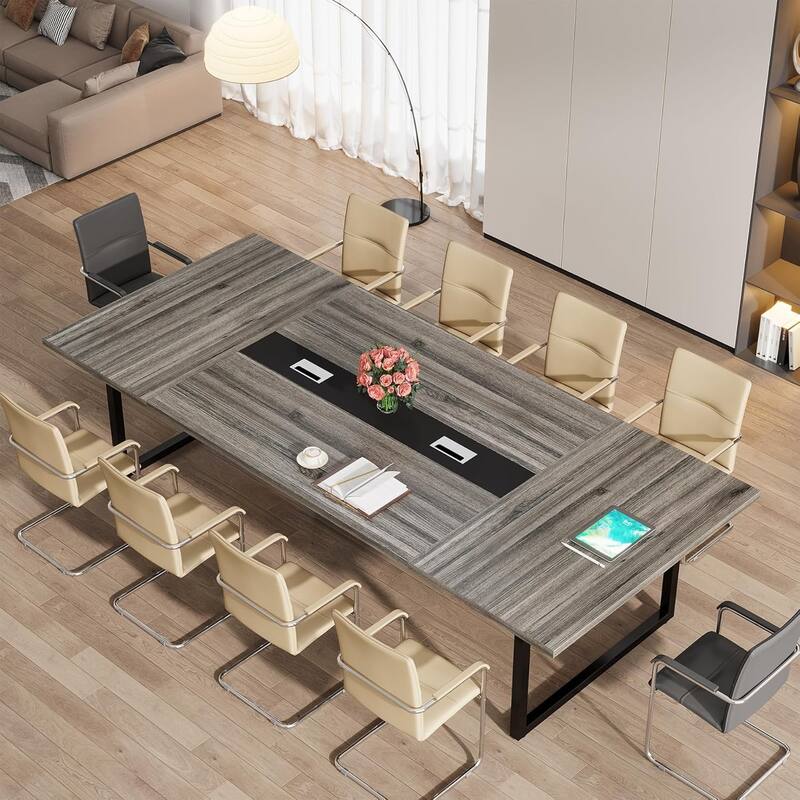 8FT Conference Table, Large Meeting Table for 10 People, Easy Assembly