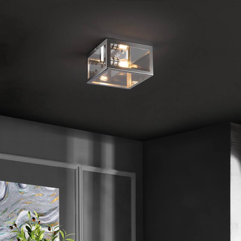 Alma 12" Metal/Glass LED Flush Mount, by JONATHAN Y