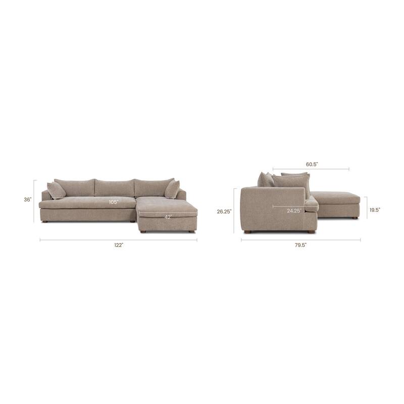 Poly & Bark Milo Sectional with Storage in Taupe Brown