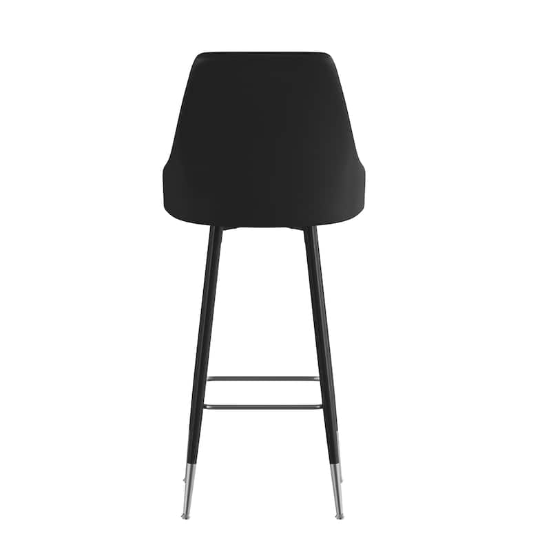 Commercial LeatherSoft Bar Height Stool with Metal Feet & Footrests - 2 Pack - 18.5"W x 20"D x 43.25"H