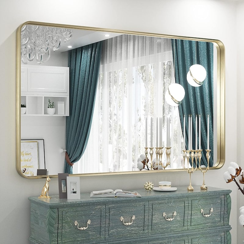 TETOTE Modern Bathroom Vanity Mirror Metal Frame Wall Mounted