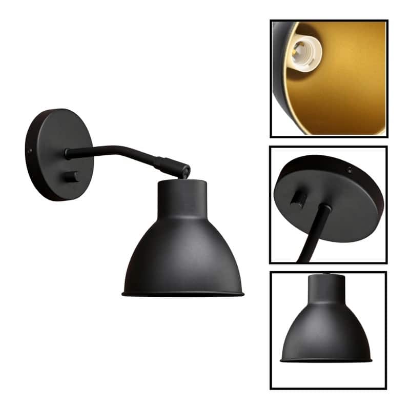1 Light light bulb light black light fixture metal wall light