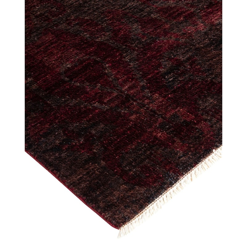 Overton Hand Knotted Wool Vintage Inspired Modern Contemporary Modern Brown Area Rug - 5' 0" x 8' 2"