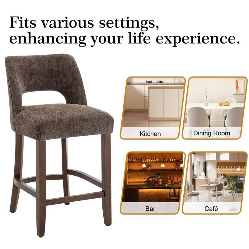 Set of 2/4/6,Upholstered Counter Height Bar Stools,Modern Counter Stools with Wood Legs for Kitchen Island Dining Room Bar
