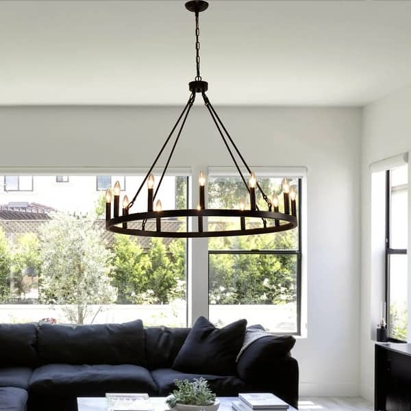 Black Wagon Wheel Farmhouse Metal Cha...