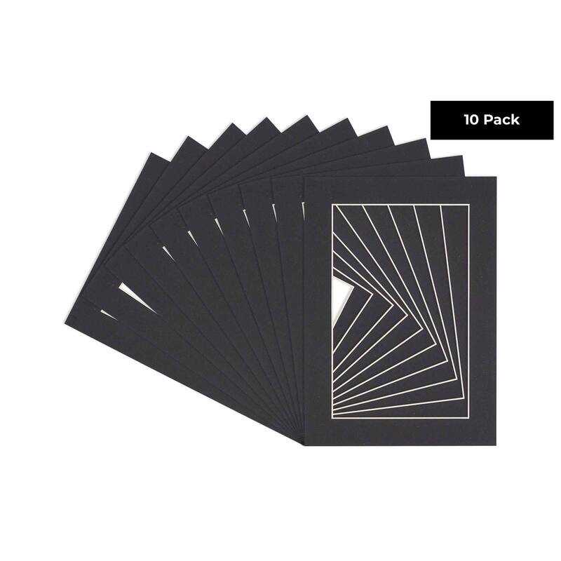 Pack of TEN 10x13 Mats Bevel Cut for 8x10 Photos Acid Free Black Precut Matboards For Pictures