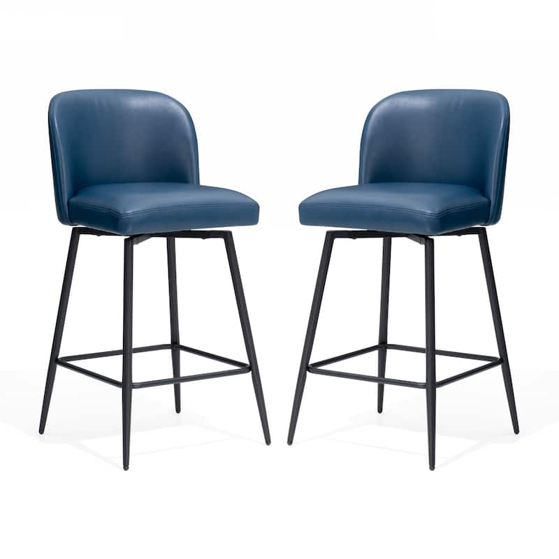 26.77" Counter Height Swivel Bar Stools with Backs and Metal Legs