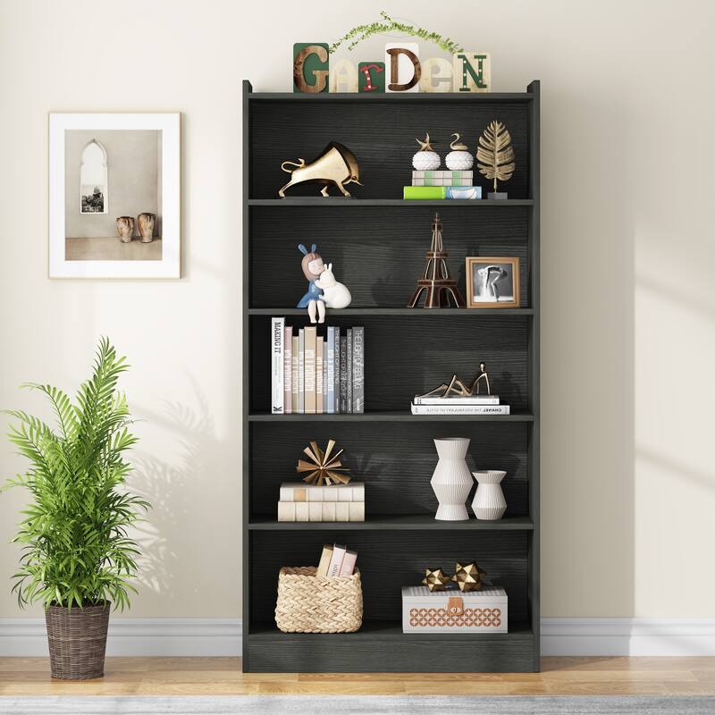 Modern 6 Tier Tall Bookcase with Storage Shelves