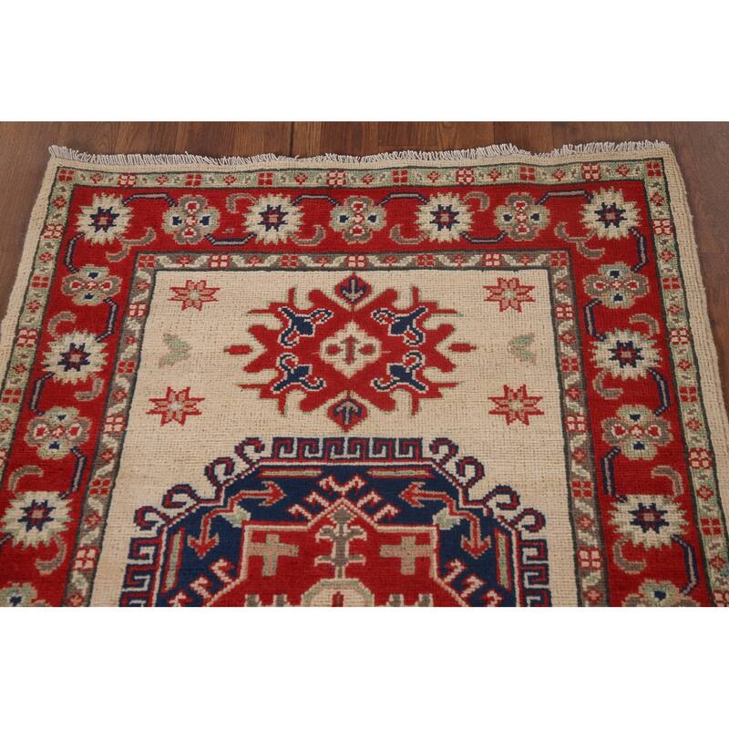 Kazak Accent Rug Hand-Knotted Wool Carpet - 2'11" x 4'3"