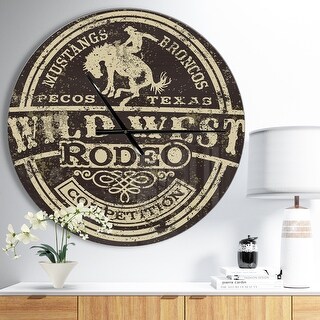 Designart 'Wild west rodeo' Oversized Farmhouse Wall CLock