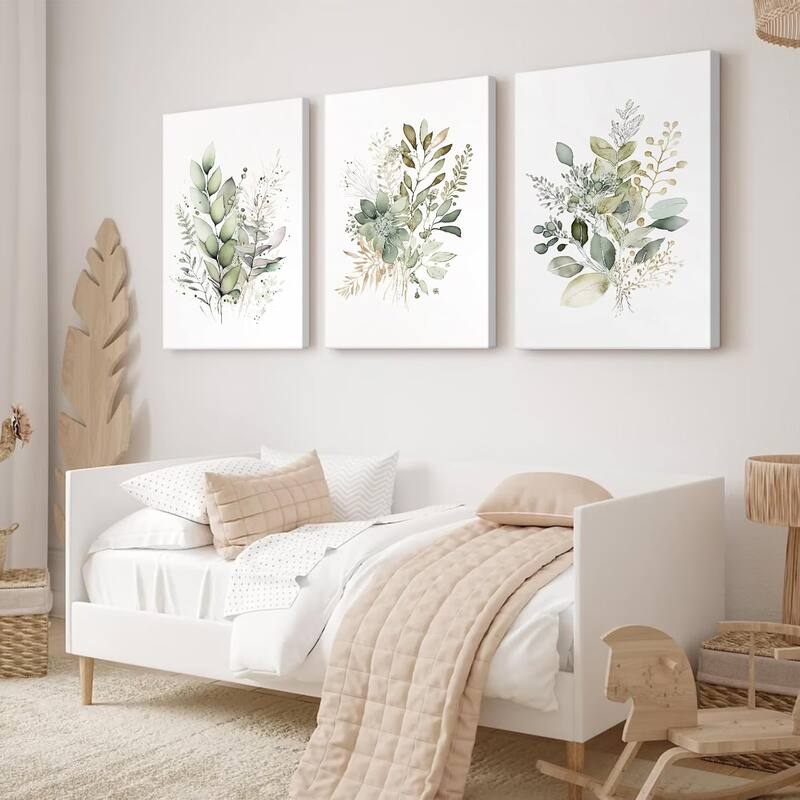 Sage Green Wildflower Wall Art Modern Flower Pictures