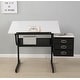 Adjustable Drafting Table with Stool, 3 Storage Drawers and Shelf ...