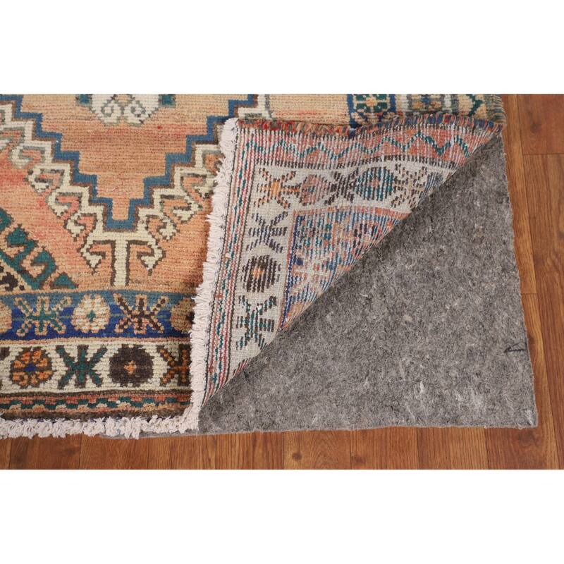 Orange Geometric Bakhtiari Persian Vintage Rug Handmade Wool Carpet - 5'0" x 10'0"