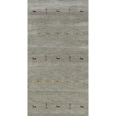 Hand Knotted Oriental 100% Wool Carpet Tribal Animal Pictorial Multi-Colored Gabbeh Area Rug - 5' 10'' X 2' 6''