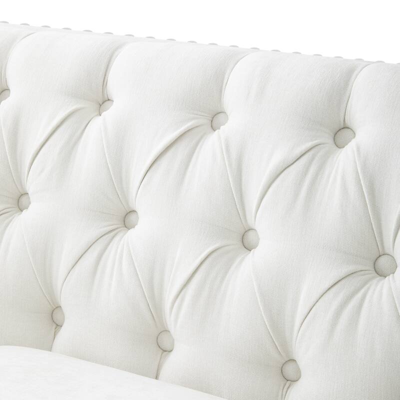 Modern Tufted Back Sofa Couch with Flared Arms, Classical Nailhead Trim Loveseat, Upholstered Living Room Sofa with Pillows