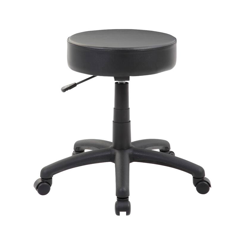Swivel Stool with 18-23 Inch Adjustable Height, Round Black Vinyl Seat