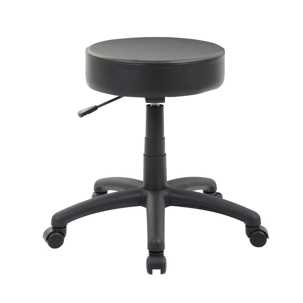 Swivel Stool with 18-23 Inch Adjustable Height, Round Black Vinyl Seat