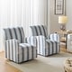 preview thumbnail 26 of 31, HULALA HOME Pancy Traditional Swivel Armchair with Jacobean Strip Pattern Set of 2 Navy