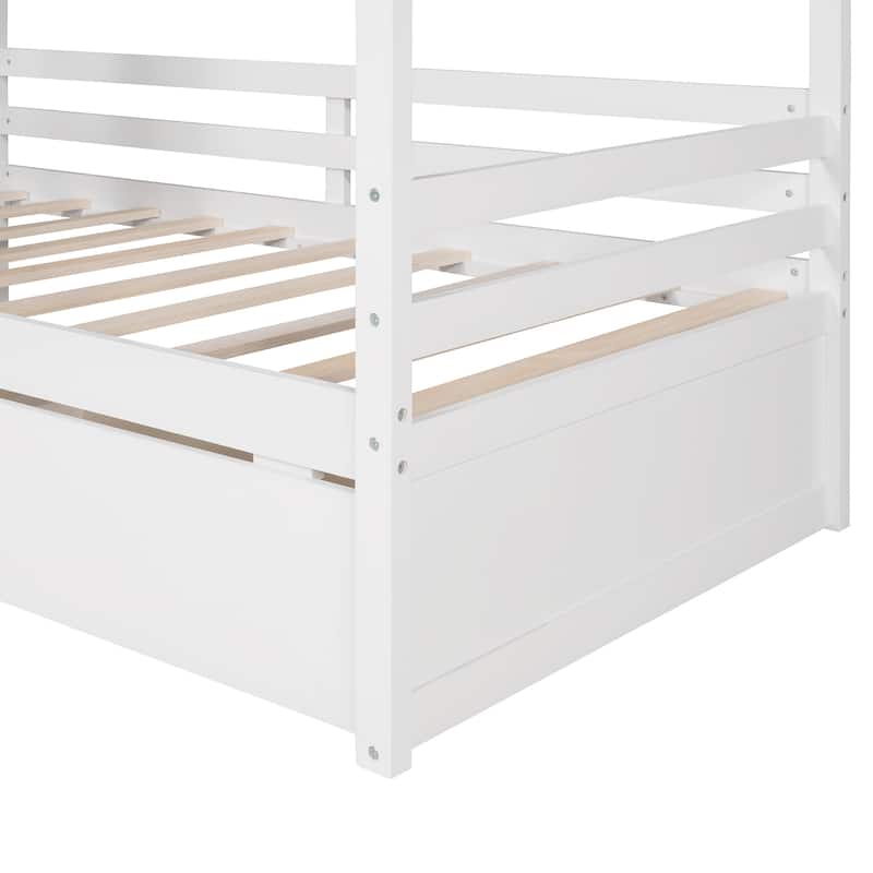 House Bed Wood Bed with 2 Drawers