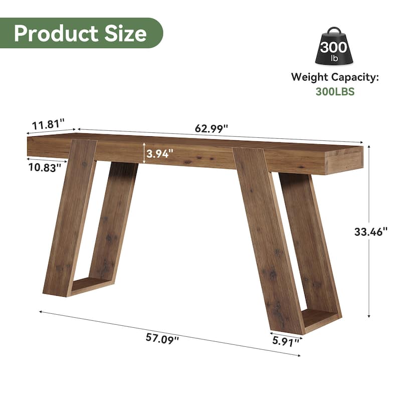 Solid Wood Console Table, Sofa Table Behind Couch, Hallway Entrance Foyer Living Room Accent Entryway Table