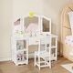 preview thumbnail 24 of 51, Kids Vanity Set with Mirror Makeup Dressing Table with Drawer