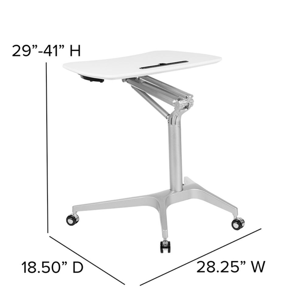 Shop Offex Mobile Sit Down Stand Up White Computer Ergonomic Desk