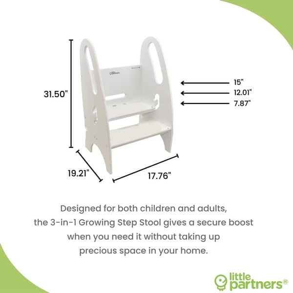 dimension image slide 4 of 5, Little Partners® 3-in-1 Growing Step Stool